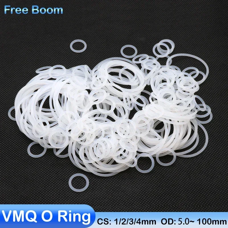 

50pcs White VMQ O Ring Thickness CS 1/2/3/4mm OD 5~100mm Rubber Seal Rings Heat-Resistant Food Grade Silicone O-Ring Seal Tool