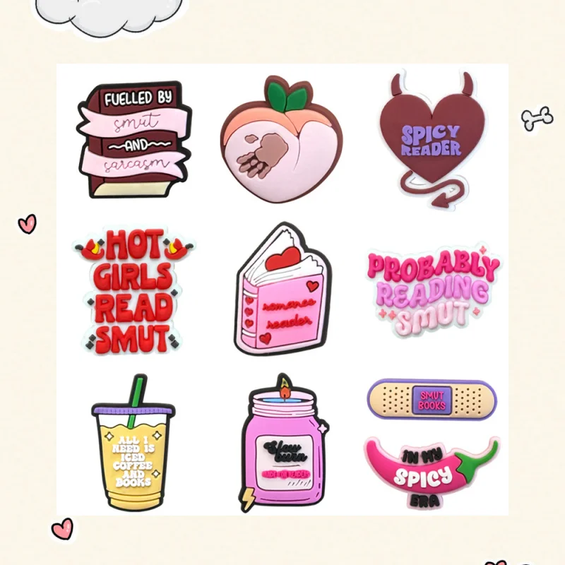 

10Pcs PVC shoe charms in the pink series, cute cartoon shoe decoration accessories for children's Crocodile charms Cartoon Shoe