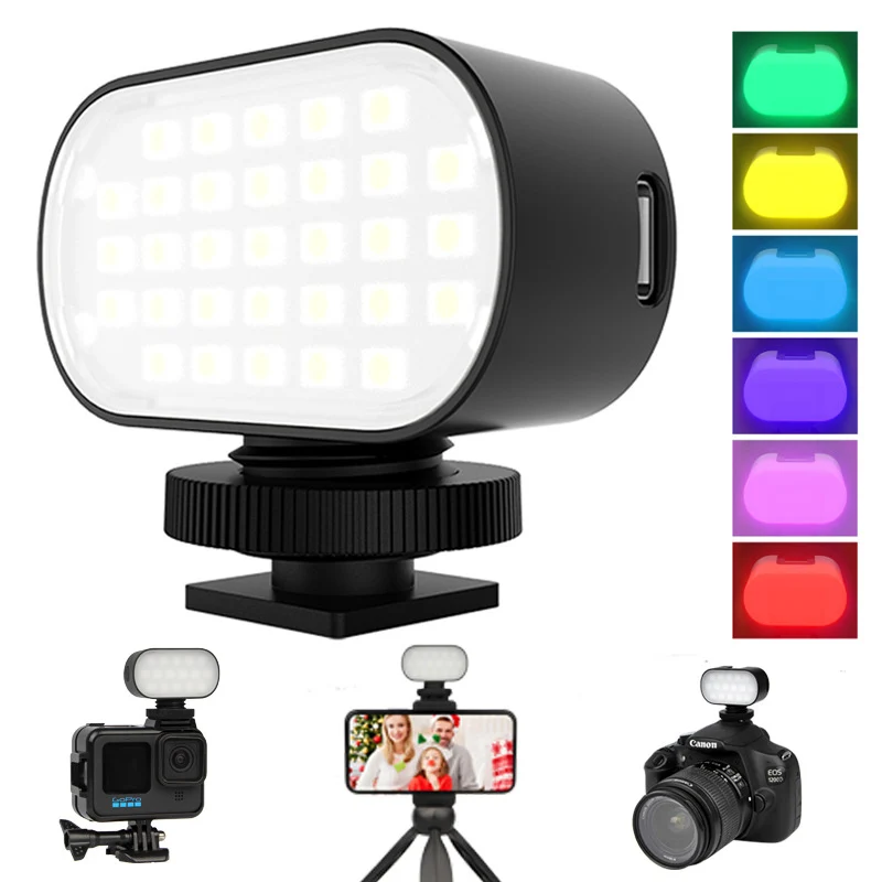 RGB LED Video Light Photography Fill Camera Lighting 750mAh Type-c Port LCD Display Cold Shoe For Vlog Live Streaming DSLR