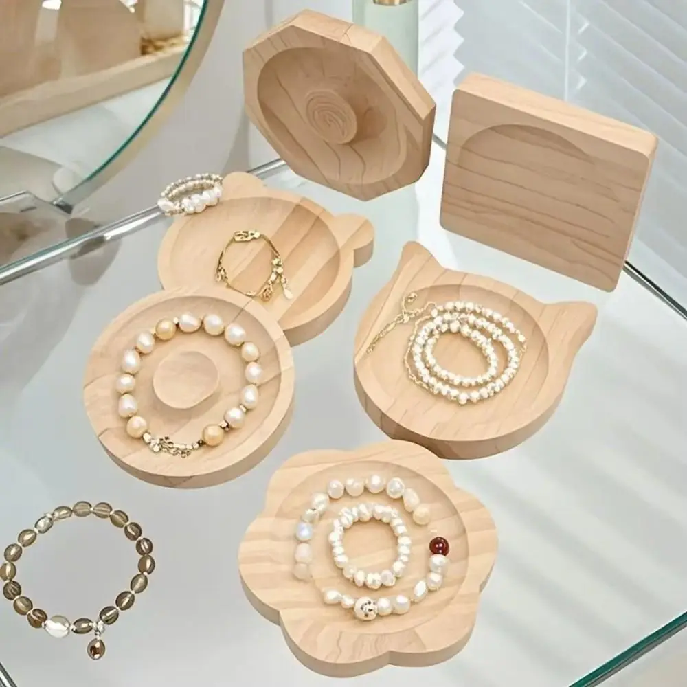 

1Pcs Organizer Mat Wooden Jewelry Tray 10cm DIY Bead Design Board Wooden Bracelet Display Stand Plate