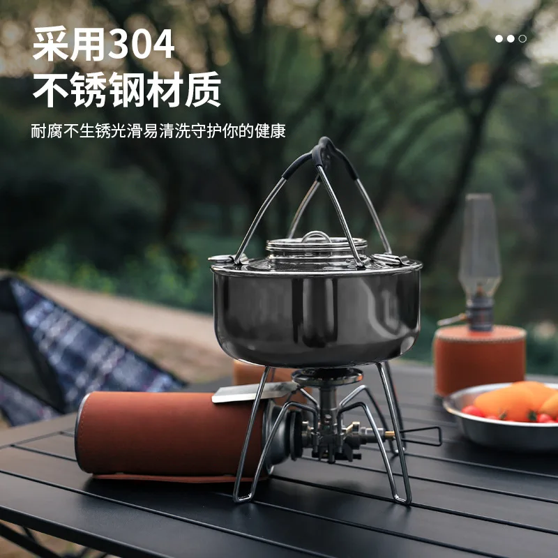 1.5L Boiling Kettle, Outdoor Camping, Picnics, Fishing, Portable 304 Stainless Steel Coffee Pot Cookware,A1218