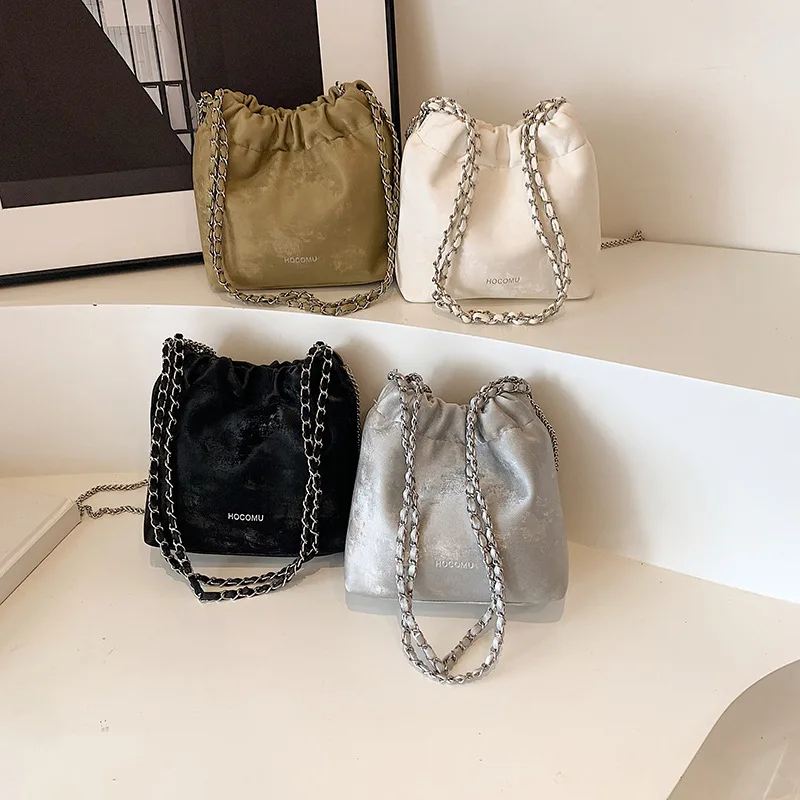 

Новая женская сумка, модная большая сумка, атласная сумка в национальном стиле в литературном стиле, сумка через плечо с цепочкой, сумка на удачу, сумка-ведро