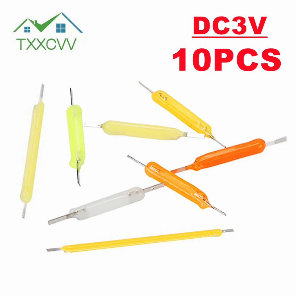 10PCS 68/54MM COB LED Filament Edison Bulb Lamp Parts DC 3V  Incandescent Light Diodes Accessories Multicolour Holiday Lighting