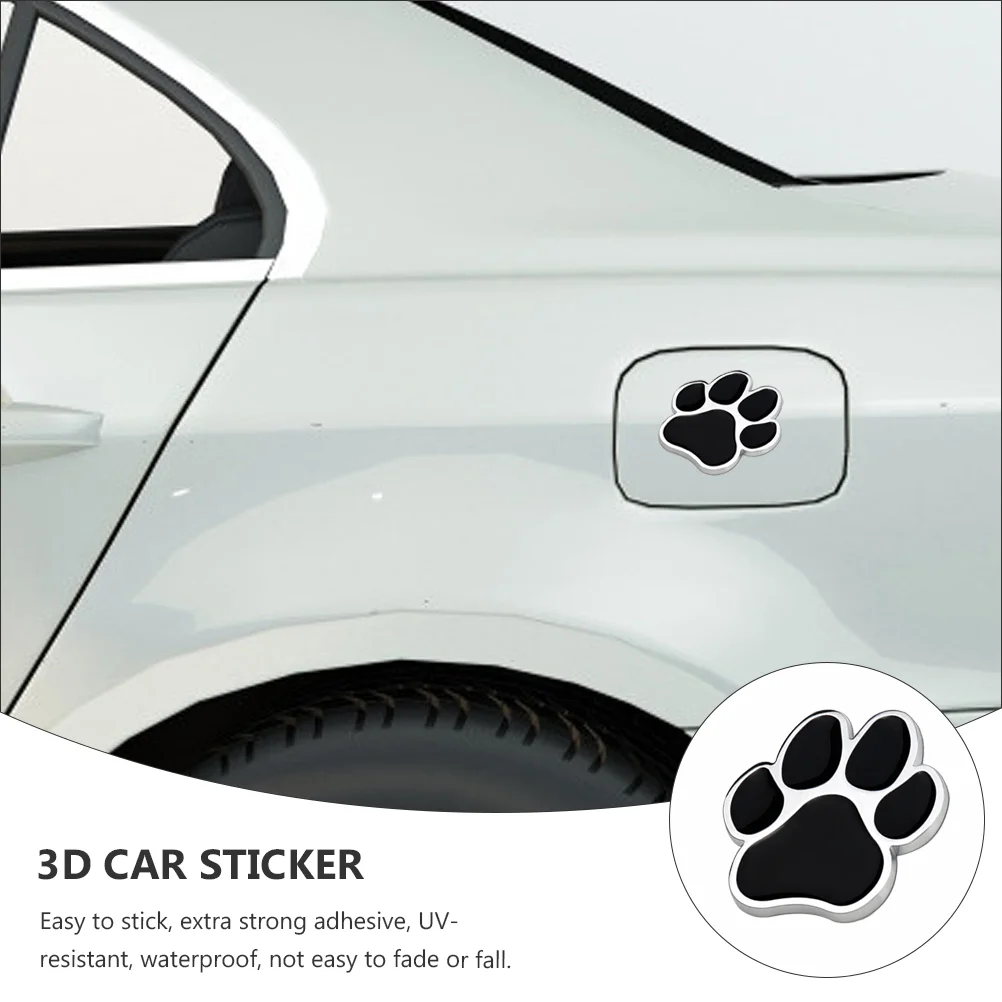 Car Stickers Footprint Metal for Auto Animal Paw Decals Label Applied Dog Applique 3D Decoration