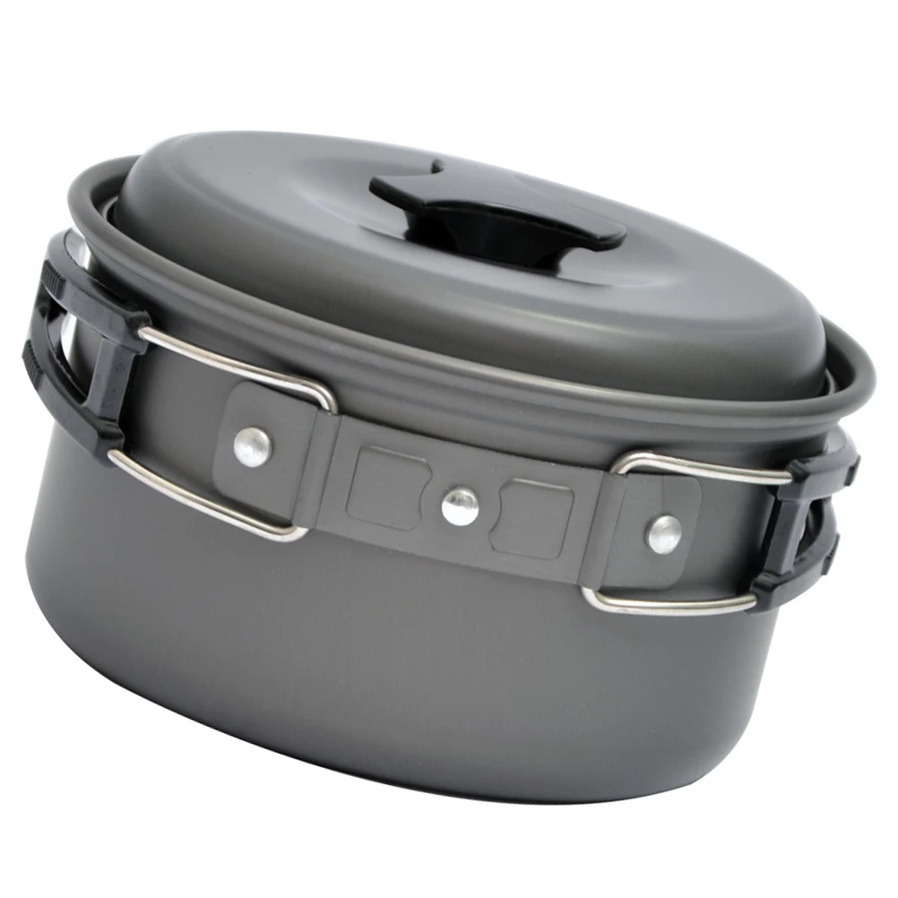 

Foldable Camping Non Stick Pot Aluminum Lightweight Mesh Pouch Storage Outdoor Cooking Supplies Safe Hygienic Fold Design