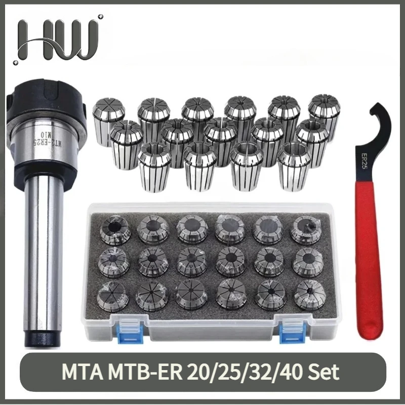 Tool Holder Set ER20 ER25 ER32 ER40 Spring Collet Chuck Holder MTA2 MTA3 MTA4 MTB Morse Taper Holder for CNC Milling Lathe Tool