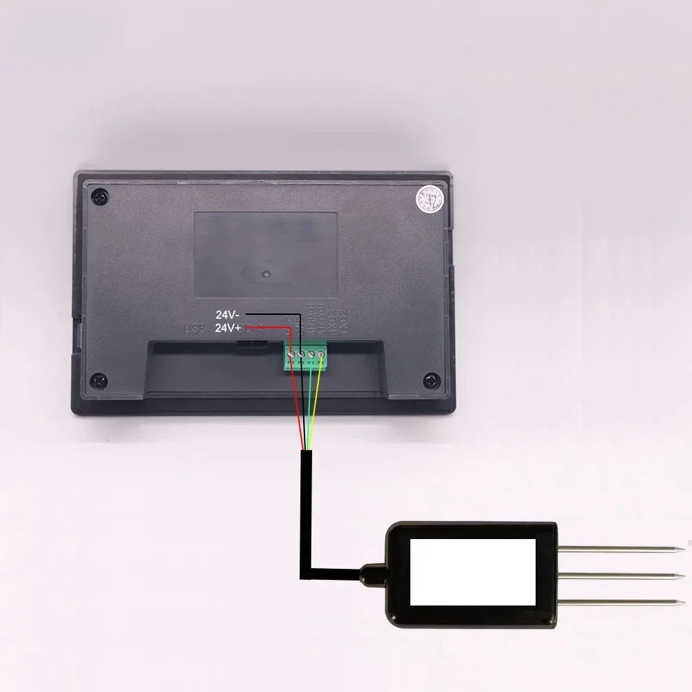 Measuring and Logging Soil Moisture Temperature Humidity EC PH NPK Sensor with HMI touch screen soil detector