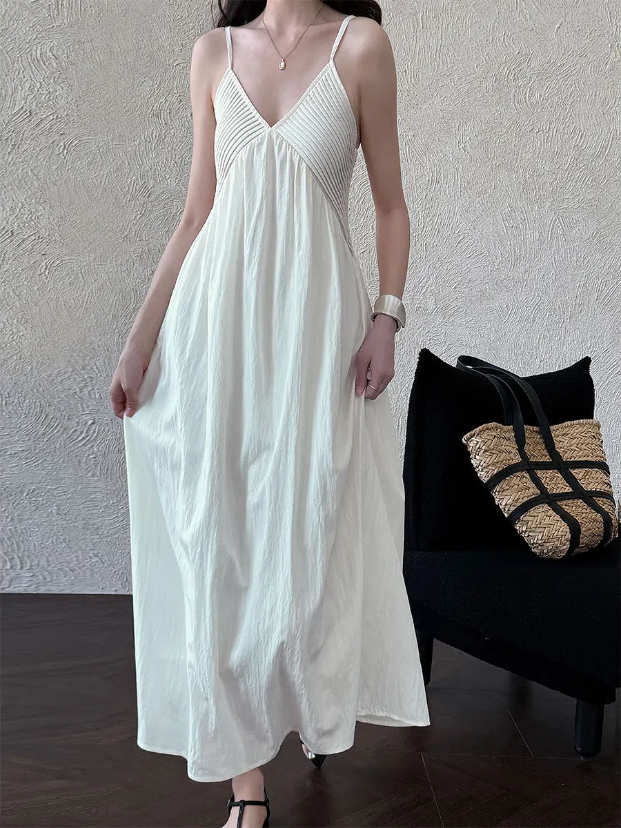 

Французский нежный стиль, юбка на подтяжках с v-образным вырезом, женское летнее новое нишевое платье в приморском праздничном стиле