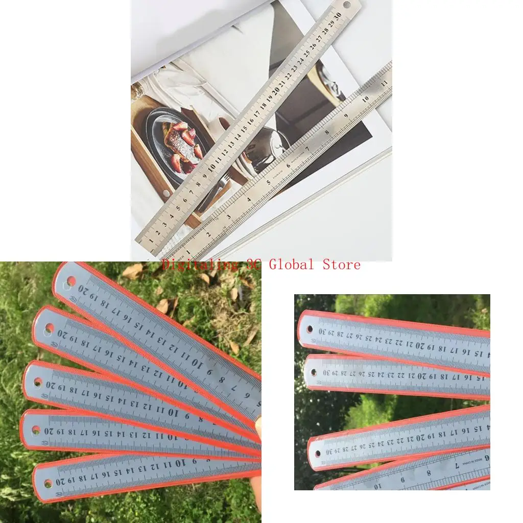 

3 Pcs Stainless Steel Rulers Metal Ruler Set 15/20/30cm Double-Sided Measuring Tool for Engineering Teaching