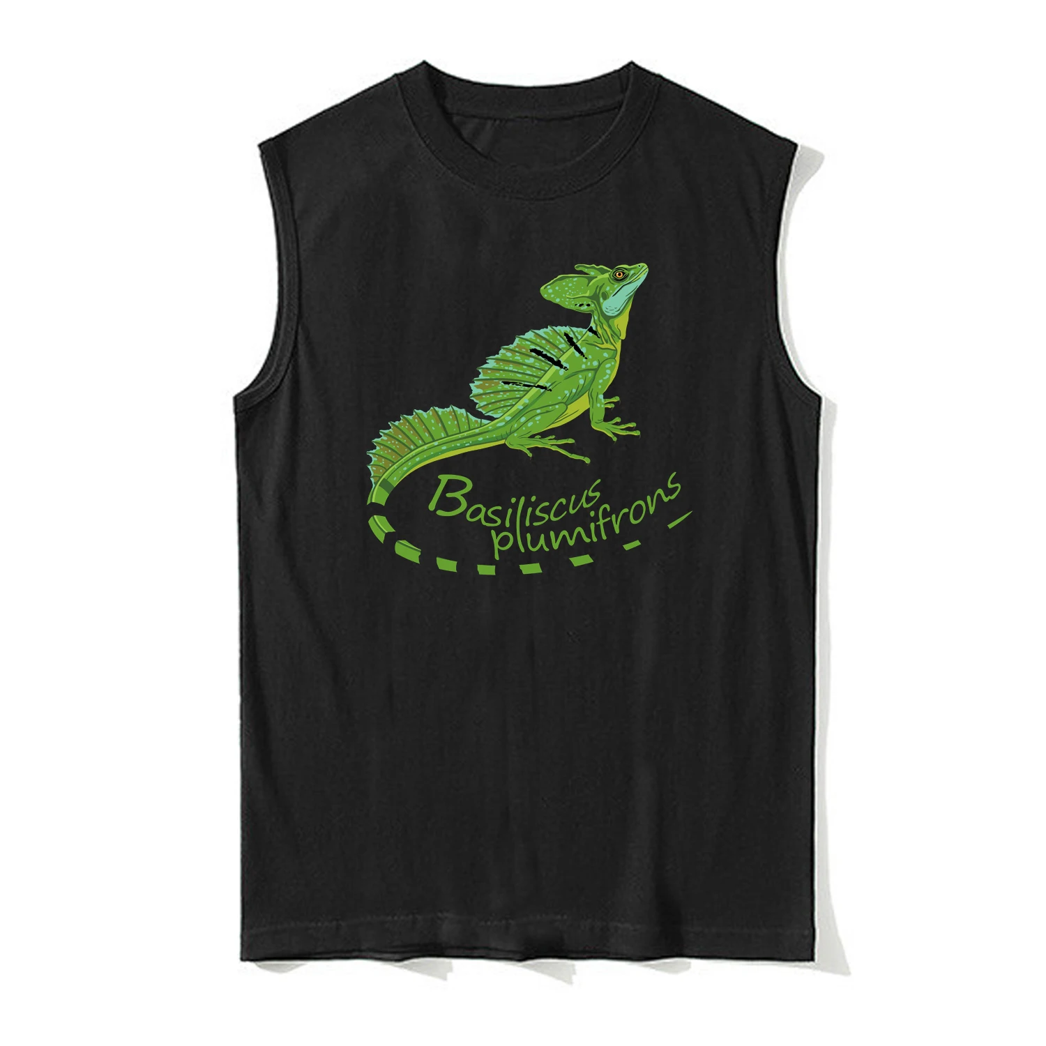 Basiliscus Plumifrons. Plumed Basilisk Reptile Pet Lizard Tanktop 100% Cotton O-Neck Vest Casual Mens Sleeveless Tee Streetwear