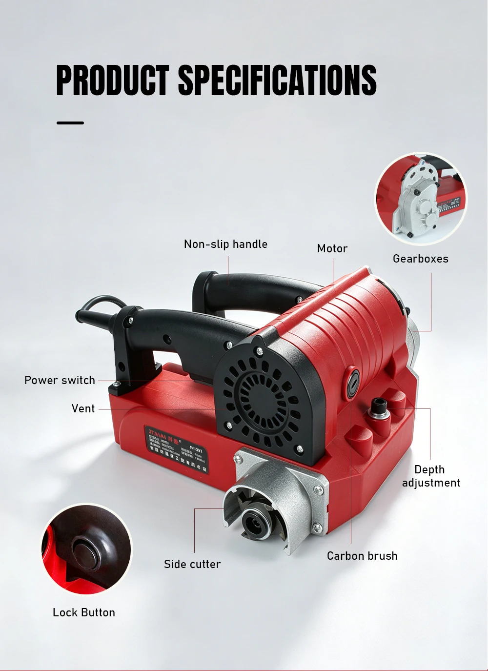Electric Wall Planer Handheld Wall Planing Machine Dust-Free Shovel Concrete Too
