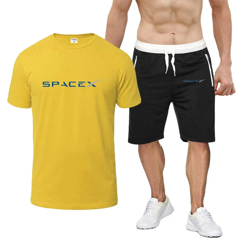 2024 SpaceX Space X hombres nueva alta calidad ocho colores de manga corta cómoda camiseta de moda Casual + pantalones cortos traje de impresión