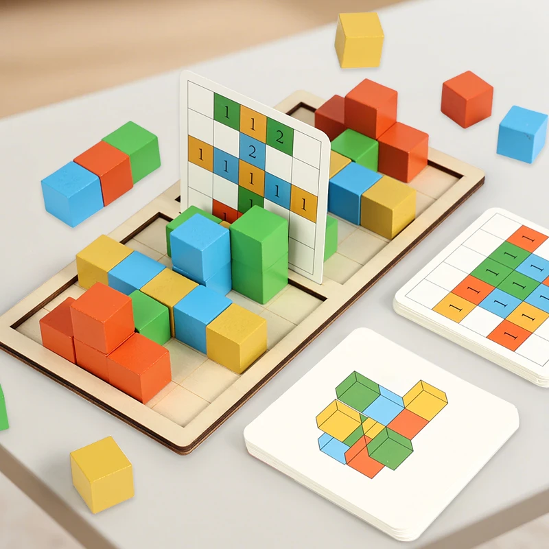 Wooden Two-Player Battle Building Blocks Concentration And Logic Training Interactive Board Game Puzzle Space Three-Dimensional