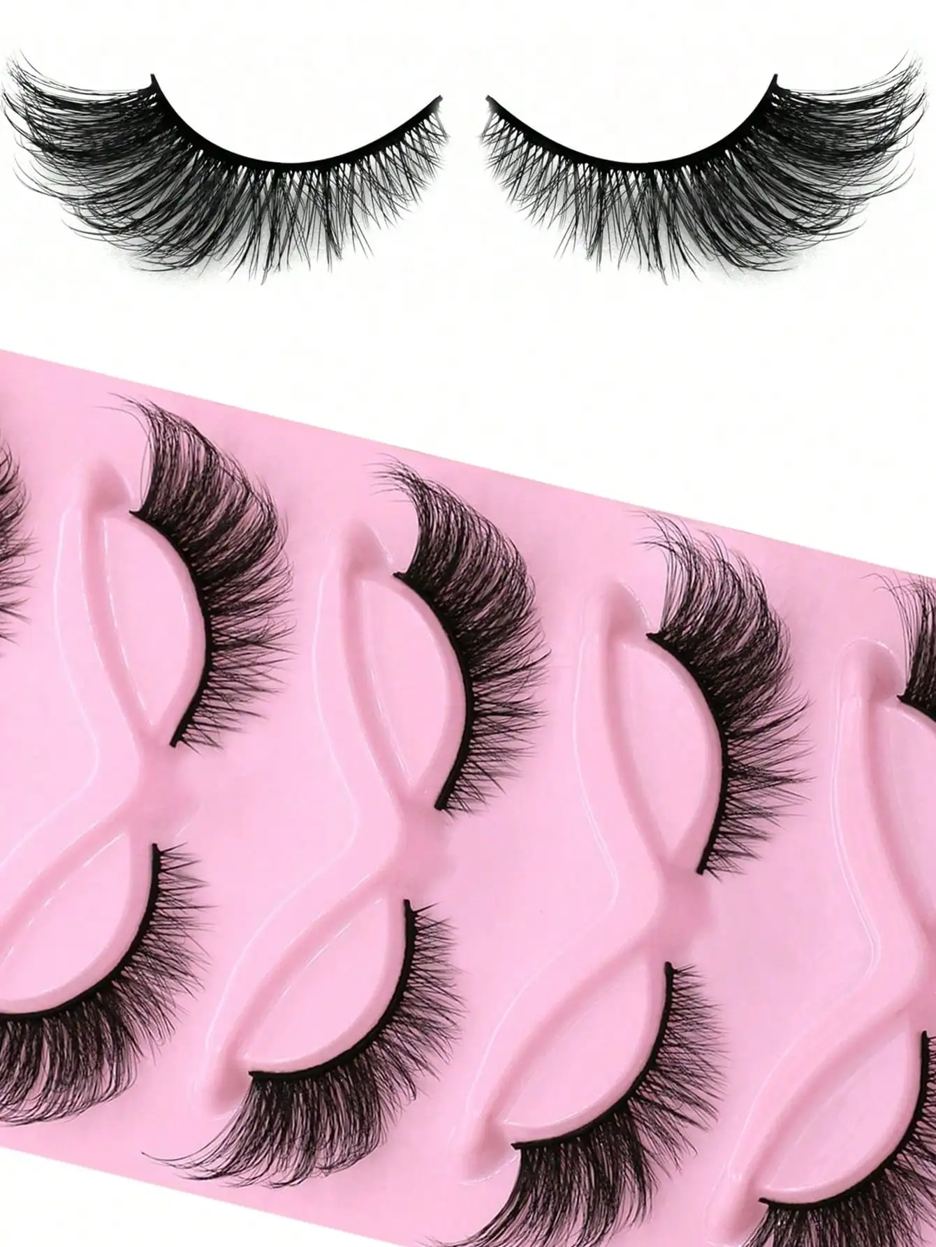 5 Paar Cat-Eye-Wimpern, flauschige, voluminöse, falsche Wimpernverlängerungen, 3D-Natur-Look, wiederverwendbare Wimpern – Detail 5