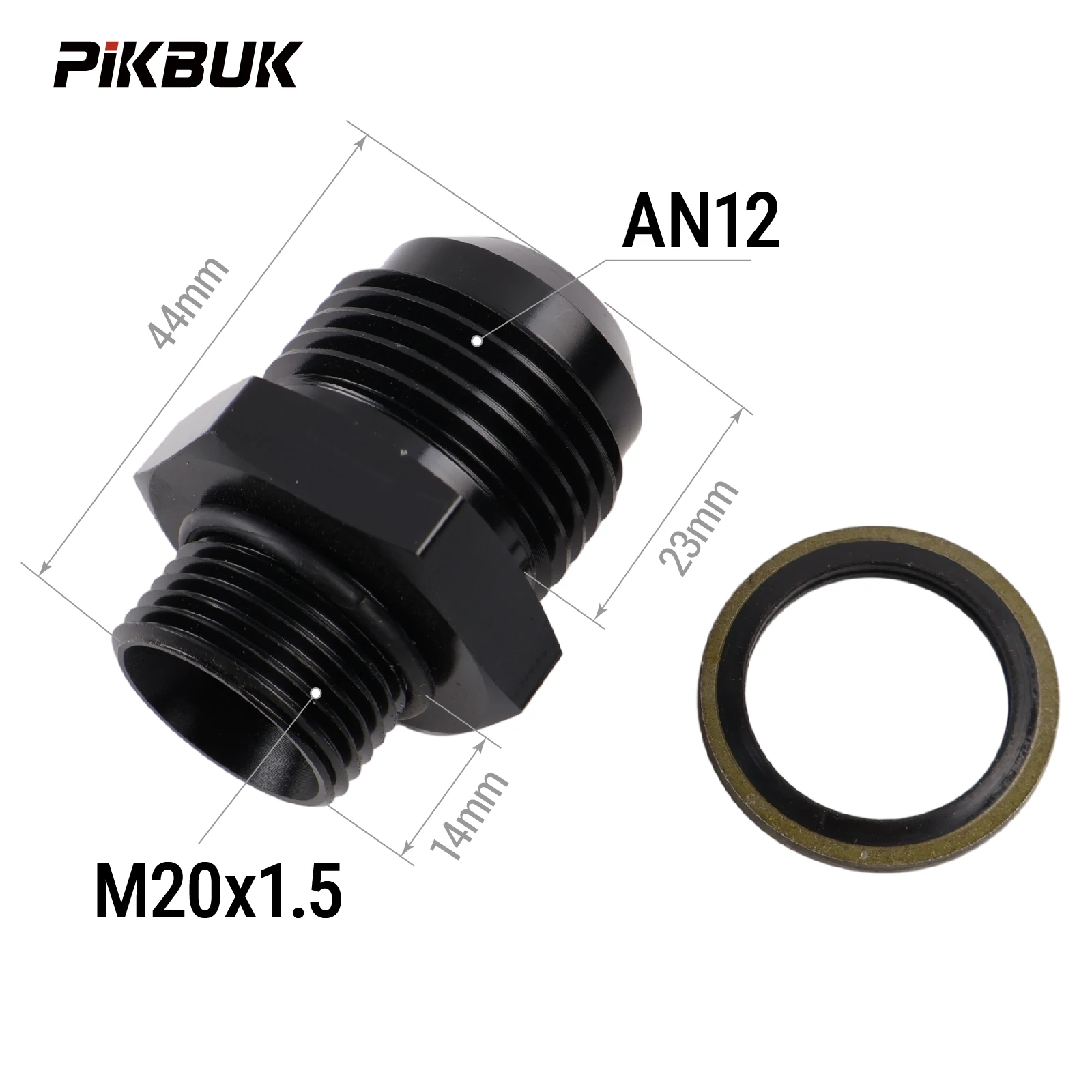 PIKBUK Aluminium AN6 AN8 AN10 AN12 auf M10/12/14/16/18/20/22x1.5 Adapter Flare-Fitting Auto-Schlauchanschluss Stecker Ölkühler-Anschluss
