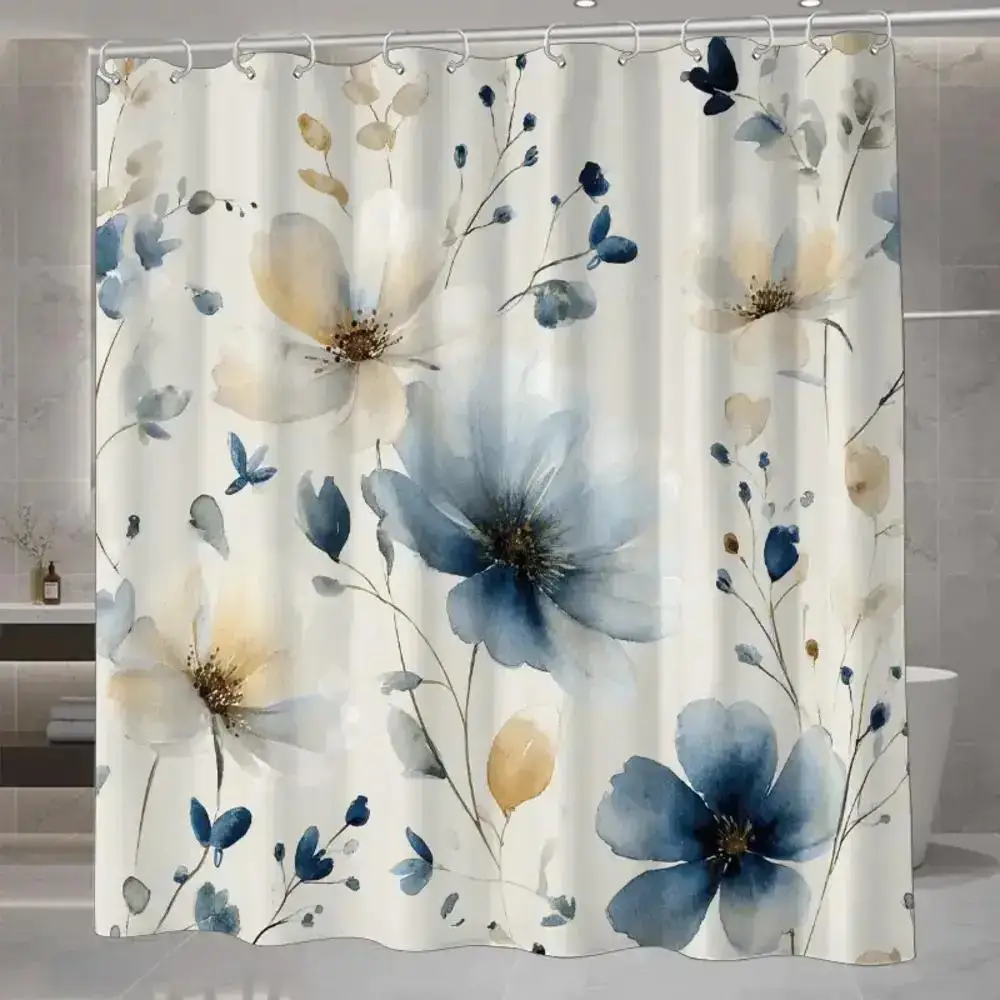 

Занавеска для душа с узором из сусального золота, изготовленная из полиэстера, можно стирать в машине, с крючками, подходит для декора ванной комнаты.