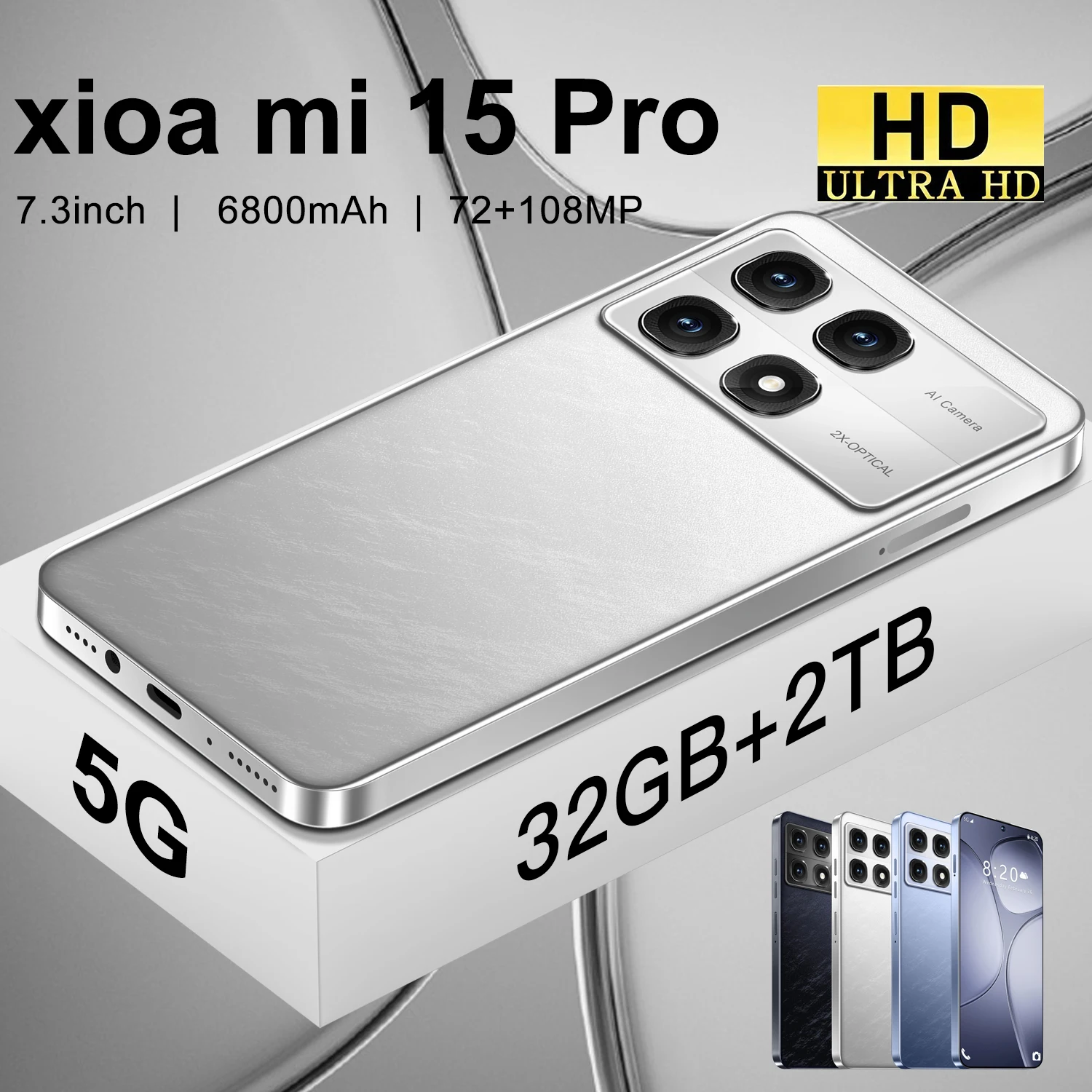 Original Mobile Phones Deals Xioa mi 15 Pro Smartphone 7.3 inch Full Screen 4G 5G Cell Phone 8000mAh Brand New Phones Global