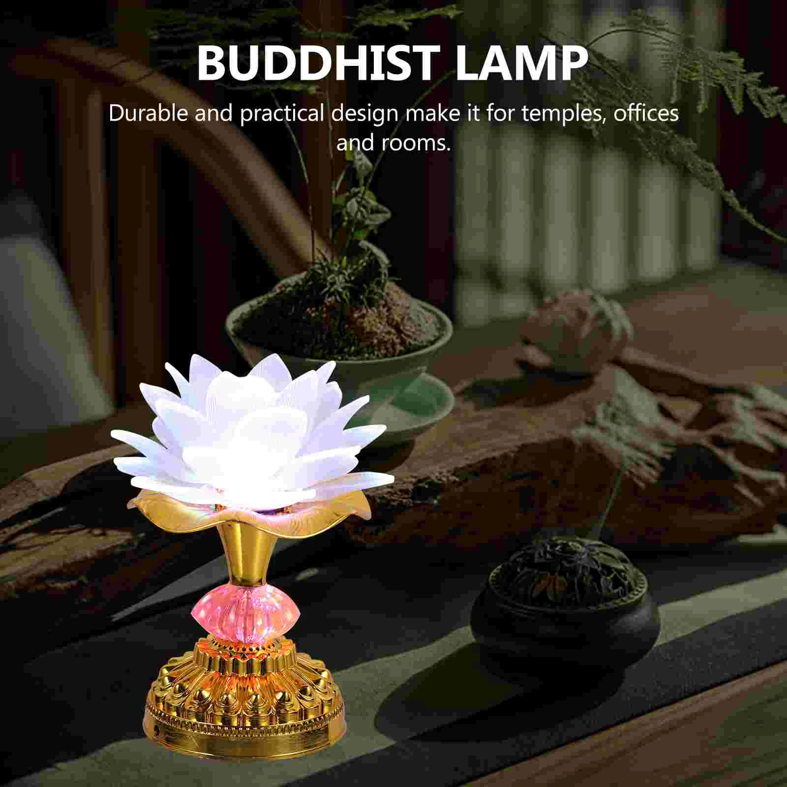 USB Colorful LED Lotus Lantern for Buddha Props Night Light Lamp Flower Household
