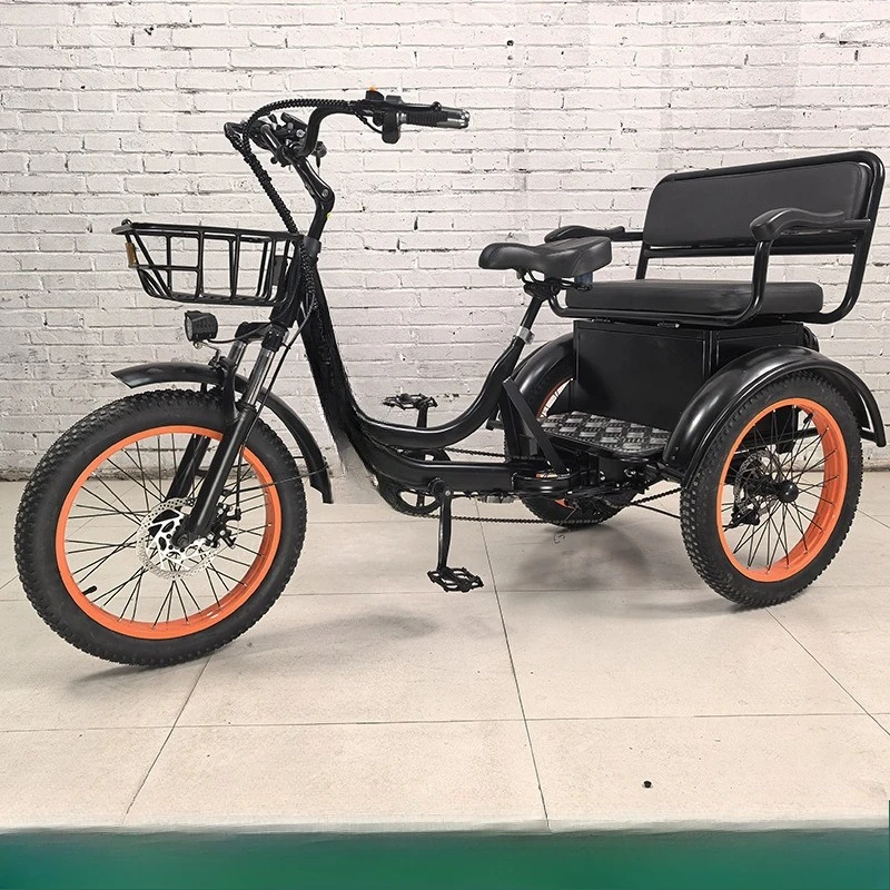 

20-Inch electric power tricycle, front and rear framed to pull goods