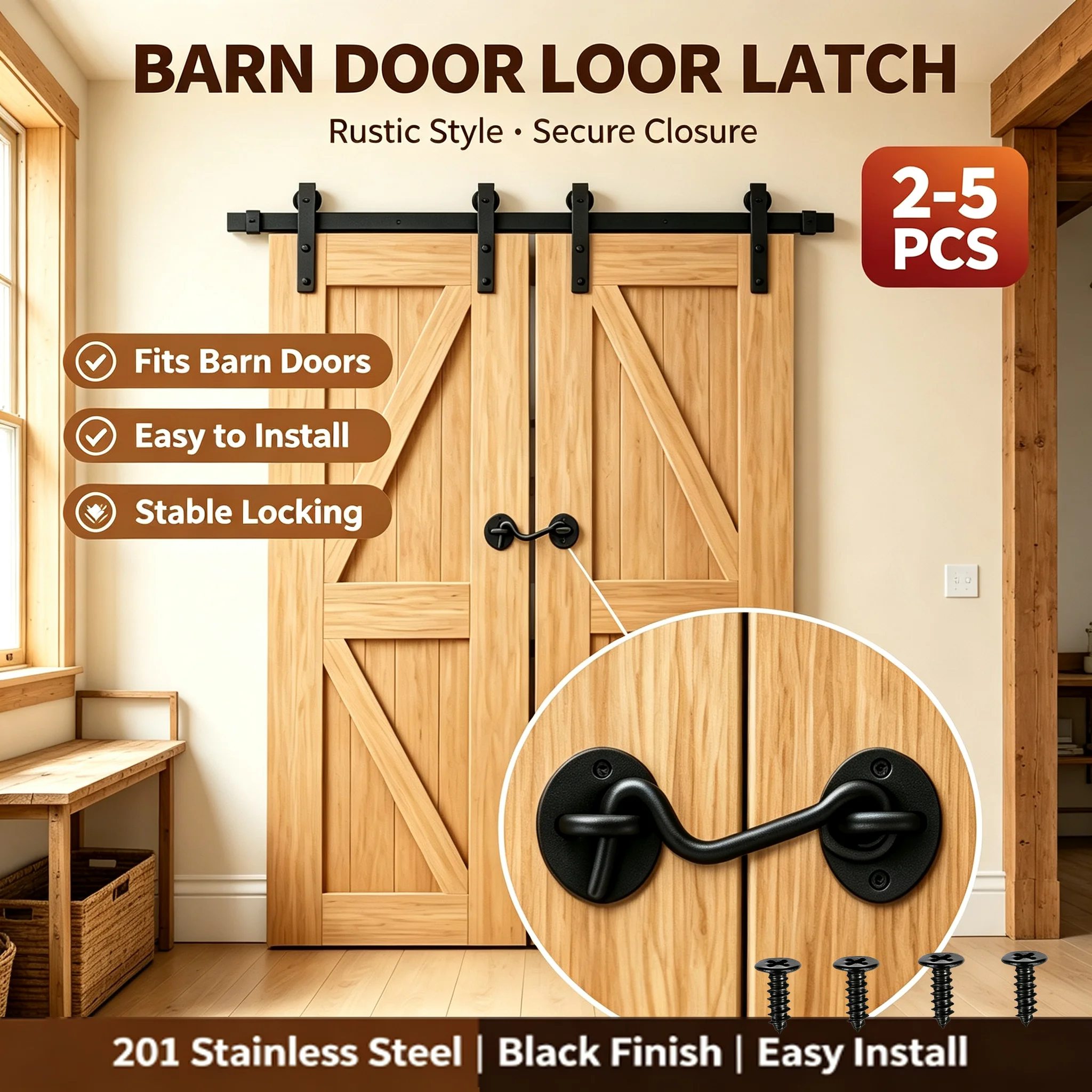 Heavy Duty Gate Hook Door Latch Window Lock Catch Holder with Screws For Barn Door Shed Cabinet Hardware 2-5pcs Optional