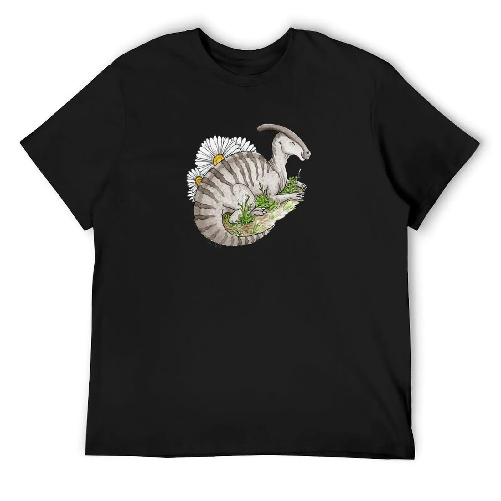 Parasaurolophus + Daisies T-Shirt customs design your own graphic tee shirt oversizeds shirts graphic t shirts for men