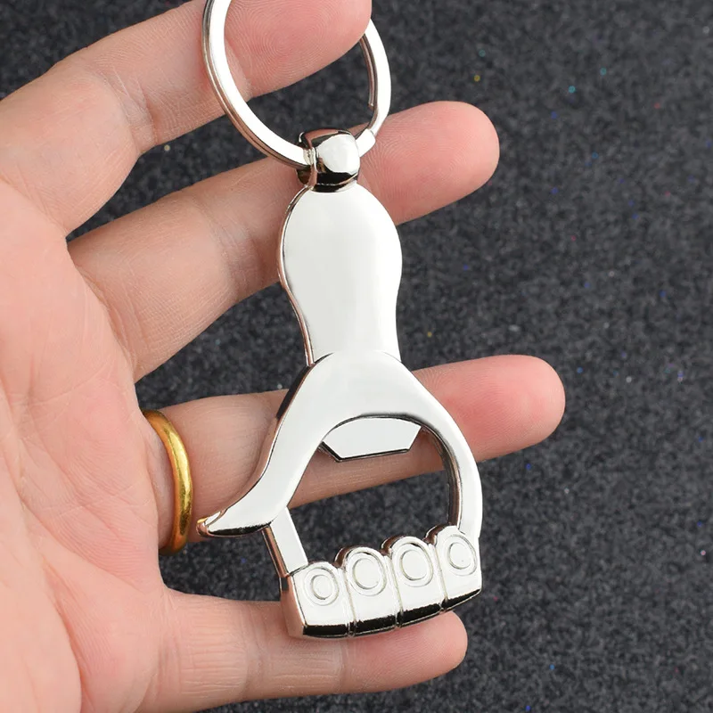 Creative Palm Thumb Shape Metal Bottle Opener Keychain, Novelty Hand Shaped Beer Bottle Opener Key Ring, Personalized Event Gift Small Prize for Party Bar Souvenir