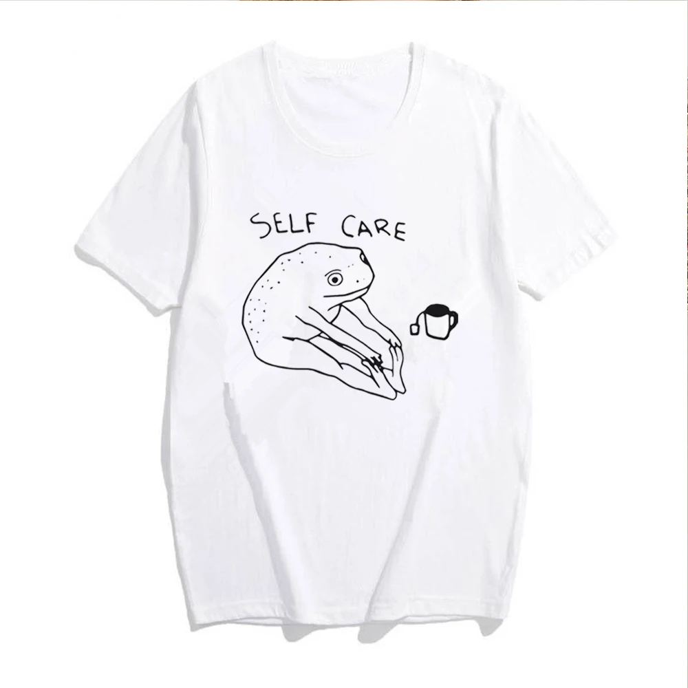 Self Care Frog T-shirt Tee Top Frog Animal Lover Funny Cool Retro Positive Vibes Mental Health Love Gift Healthy Mind Tshirt Top