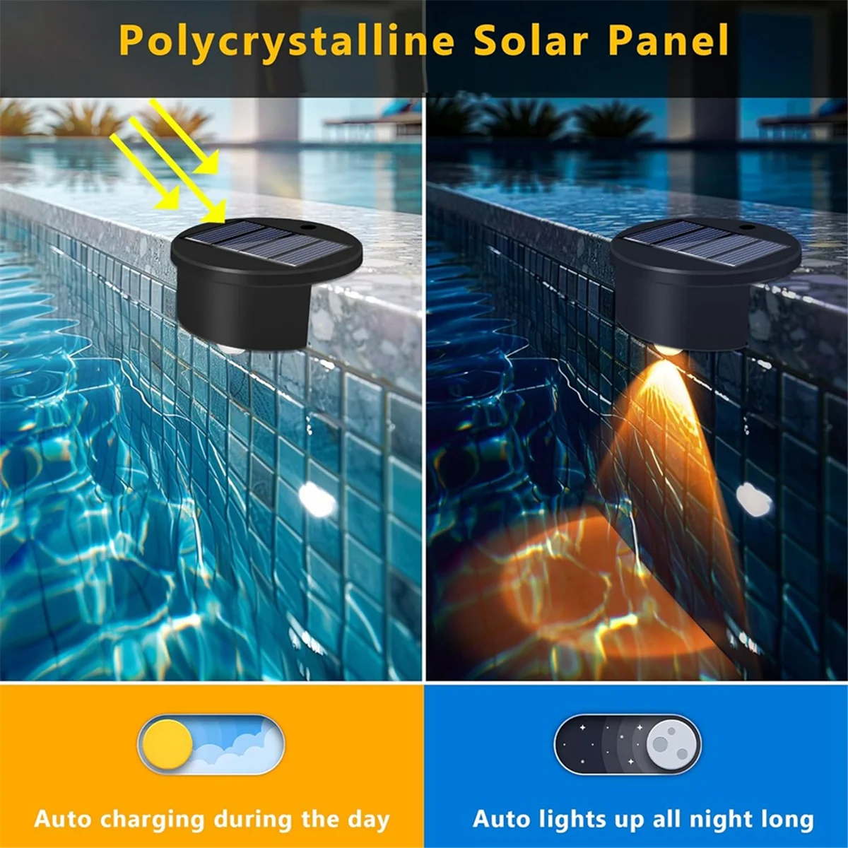A95I-4pack Solar Powered Swimming Pool Edge Lights for Inground Pools, Above Ground Waterproof Wireless Pool Decorations
