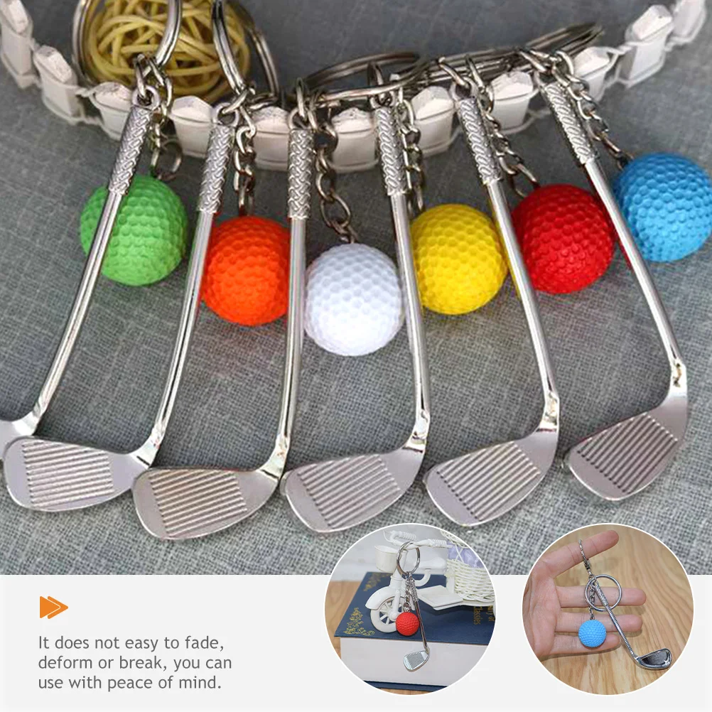 

12pcs Hanging Golfs Ball Keychain Alloy Pvc Durable Lightweight Metal Key Ring Car House Door Keys Decoration Backpack Pendant