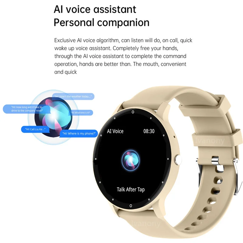 ساعة يد ذكية نسائية مزودة بتقنية البلوتوث ومساعد صوت ومخصص لشاشة 1.39 بوصة تعمل باللمس كوري تدعم الساعة الذكية 2023