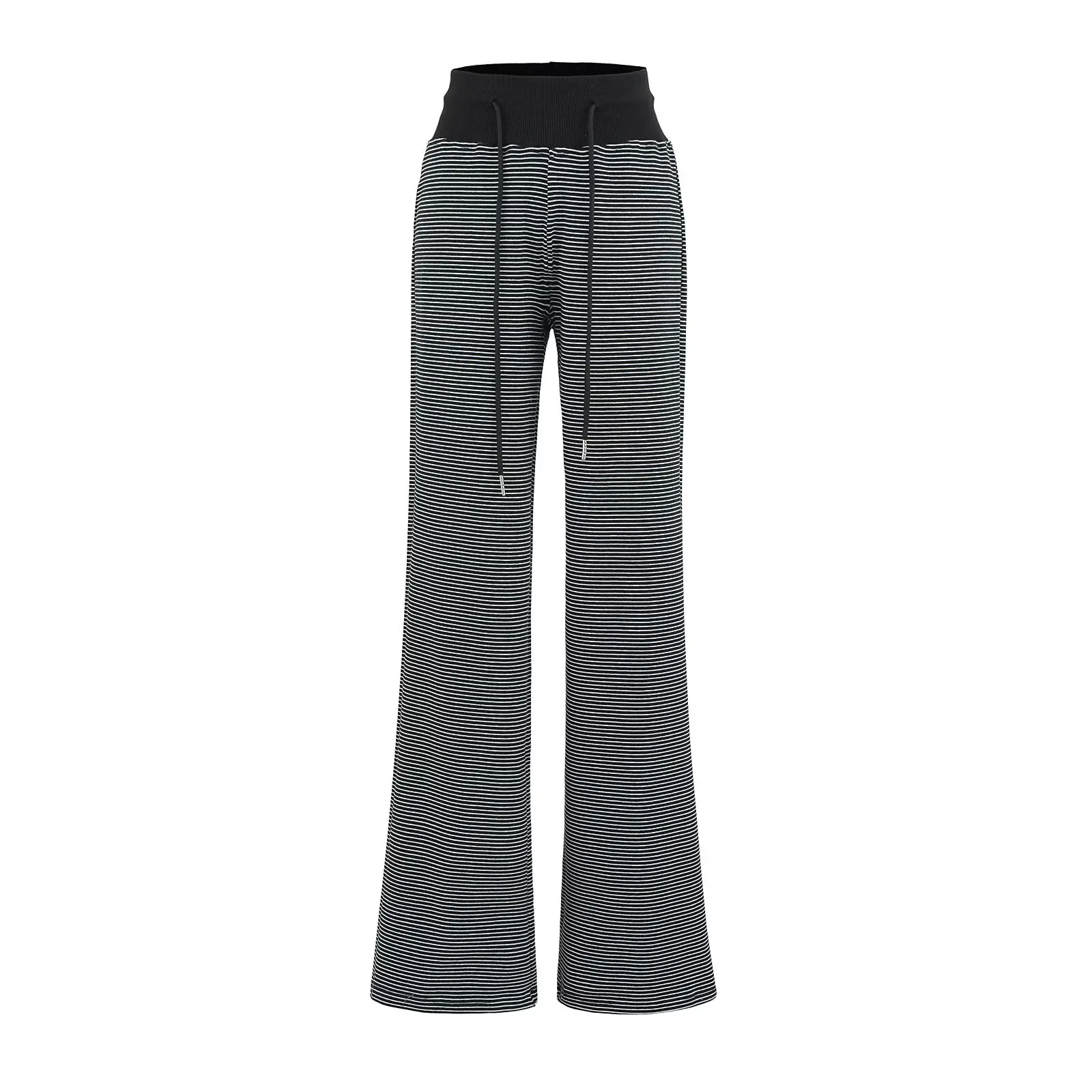 Amerikaanse Retro Gestreepte Dstring Hoge Taille Casual Broek Vrouwen Losse Afslanken Wijde Pijpen Vloerlengte Broek Straat Sle