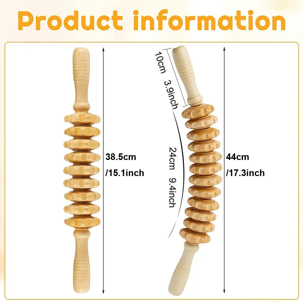 Wood Therapy Roller Massage Tool Handheld Cellulite Trigger Point Stick Lymphatic Drainage Anti Cellulite Muscle Release Roller