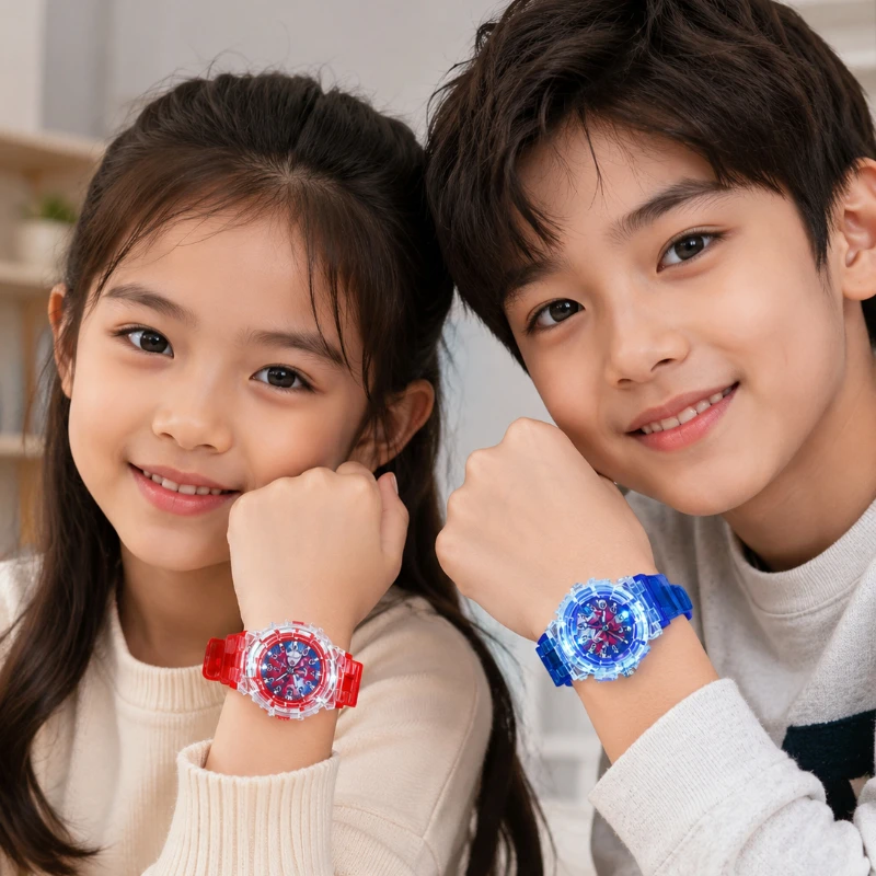 Kids Watch Colorful LED Luminous Flash Light Quartz Wristwatch Cartoon Anime Sports Watches for Boys Girls Student Montre Enfant