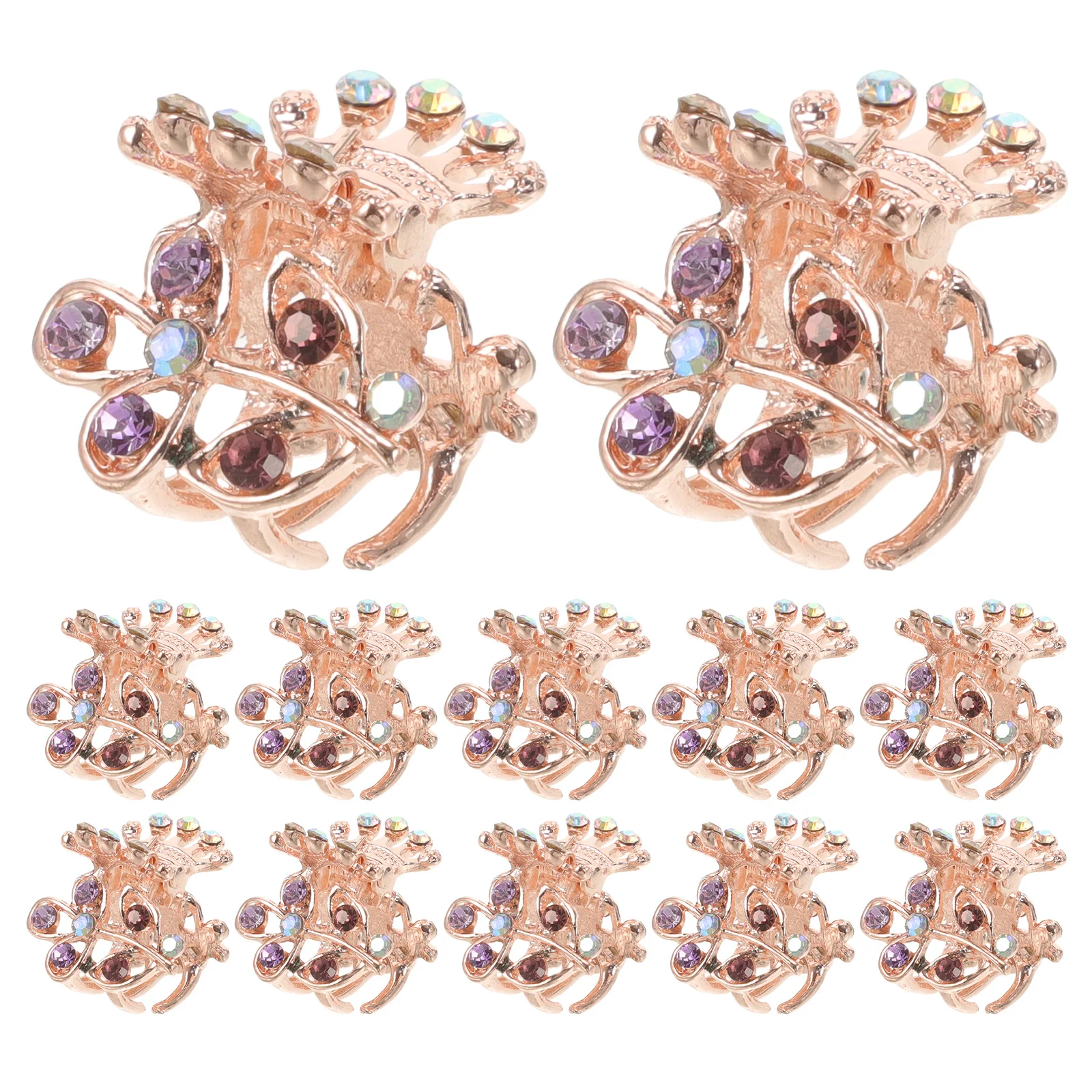 

12pcs Vintage Rhinestone Claw Mini Metal Jaw Clip For Women Non Slip Grip Hair Accessories Claw Barrette For All Hair