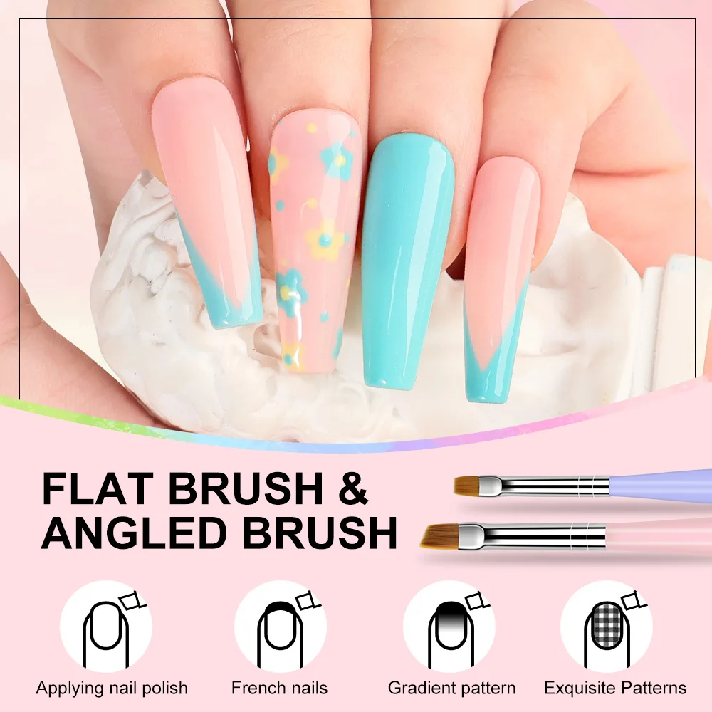 LIMEGIRL 6 Set Macaron Color Nail Brush UV Gel Acrylic DIY Nail Art Uchimura Brush Kit Extended Painting Nail Art Kit Tools