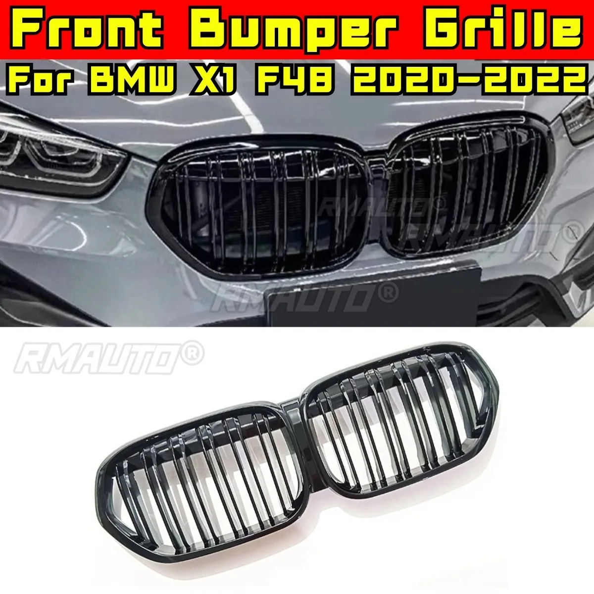 

Car Bumper Grill Decorative Strips Racing Grille Body Kit Front Bumper Grill For BMW X1 F48 2020-2022 Exterior Part