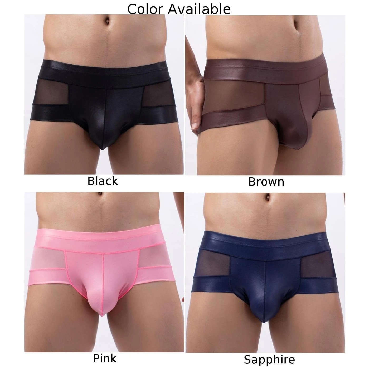 Men\'s Sexy Underwear Sheer Mesh Shorts U Convex Pouch Trunks Erotic Lingerie Man Briefs Intimates Lingerie