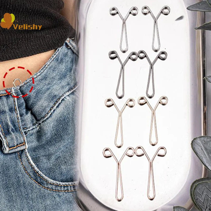 

Затягивающаяся пряжка на талии, U-образная регулируемая застежка на пуговицах для джинсов, съемные зажимы для брюк без следов, аксессуары для одежды, инструмент