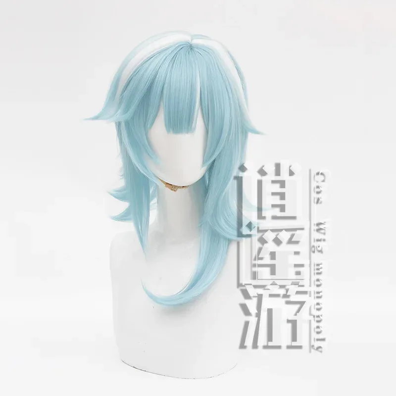 Аниме Eula cos парик 40 см мятно-синий короткие волосы термостойкие синтетические волосы Хэллоуин вечерние парики для косплея + шапочка для парика