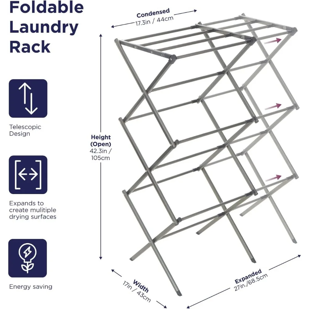 Laundry Organization Expandable/Collapsible Clothes Drying Rack. Essential for Camping/Trailers or Anywhere You Air Dry Laundry