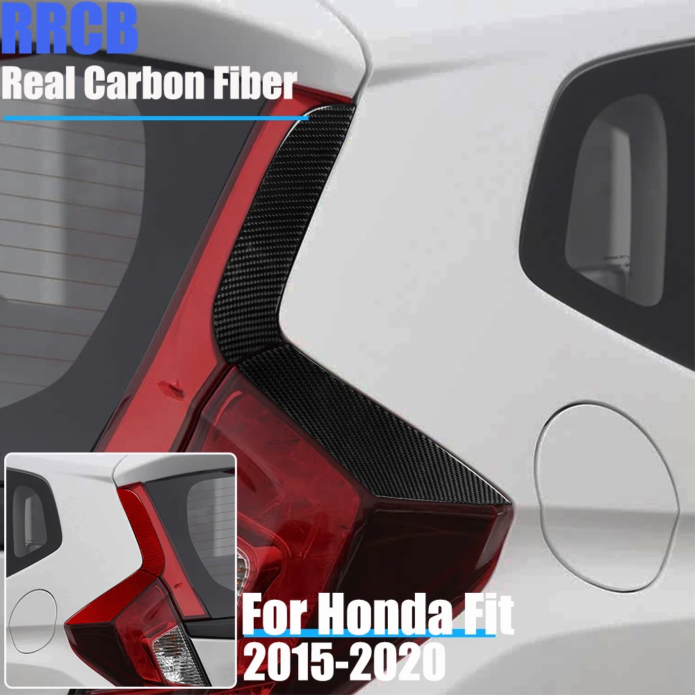 For Honda Fit Jazz 2015 2016 2017 2018 2019 2020 Flexible Real Carbon Fiber Tail Light Decorative Panel Overlay Trim Set