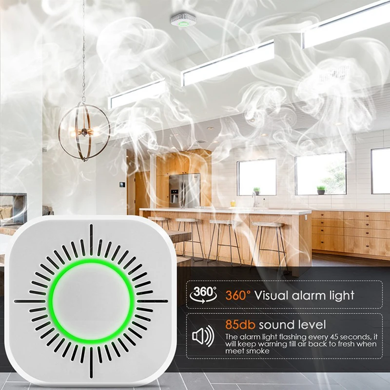 Detector de humo inalámbrico RF433, 4 piezas, Sensor de alarma de humo, protección de seguridad para automatización del hogar, funciona con RF Bridg