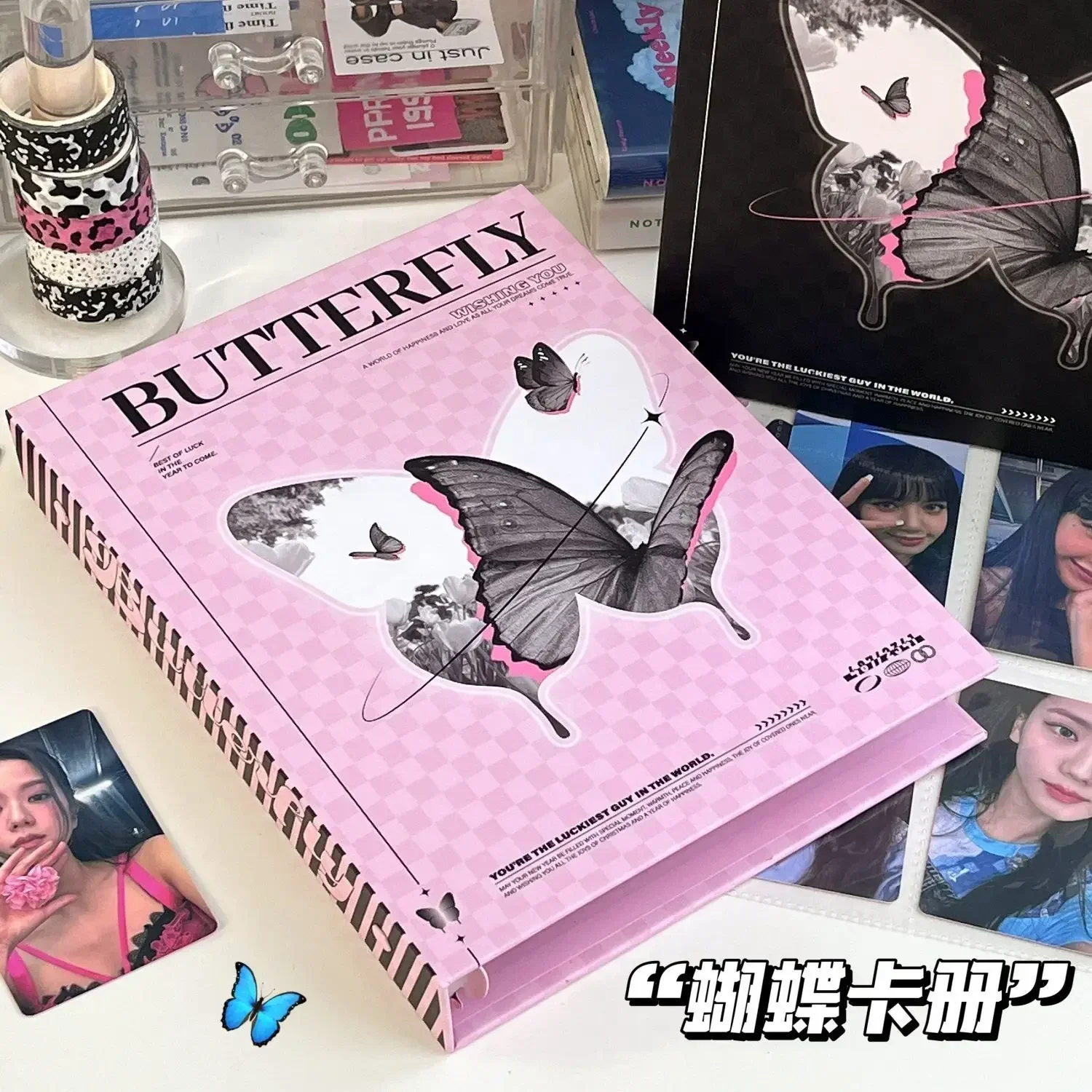 IFFVGX Butterfly A5 Photocards Holder Kpop Idol Binders Photo Albums Collect Book Album for Photographs Kawaii School Stationery