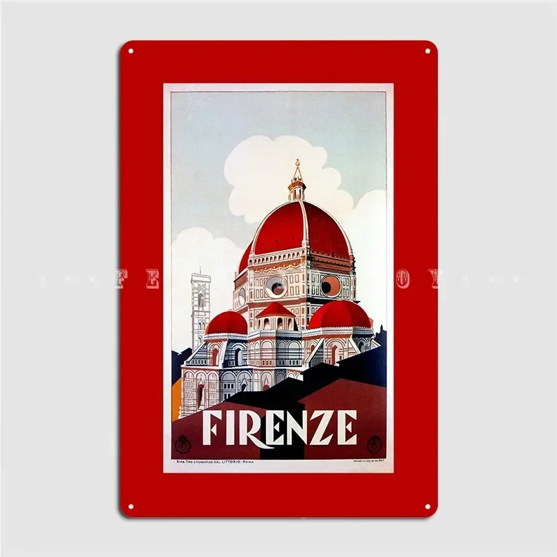 Florence Firenze 1920s Italian Travel Ad Duomo Metal Plaque Poster Printing Wall Cave Pub Garage Tin Sign Posters