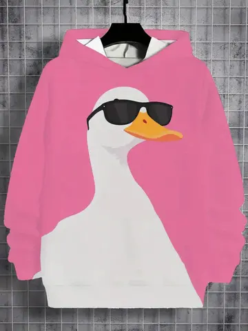 Novelty Cartoon Duck Graphic 3D Print All Seasons Men Hoodies With Pockets Casual Sweatshirt Cool Pullover Top Women Hoodies New