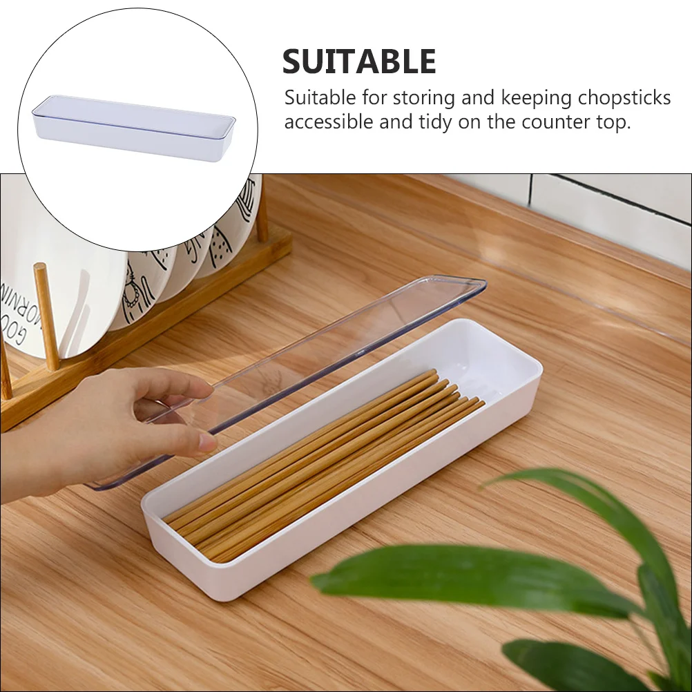 

1Pcs Cutlery Box Knife Fork Storage Organizer Transparent Lid Plastic Kitchen Utensil Holder Tableware Container for Countertop