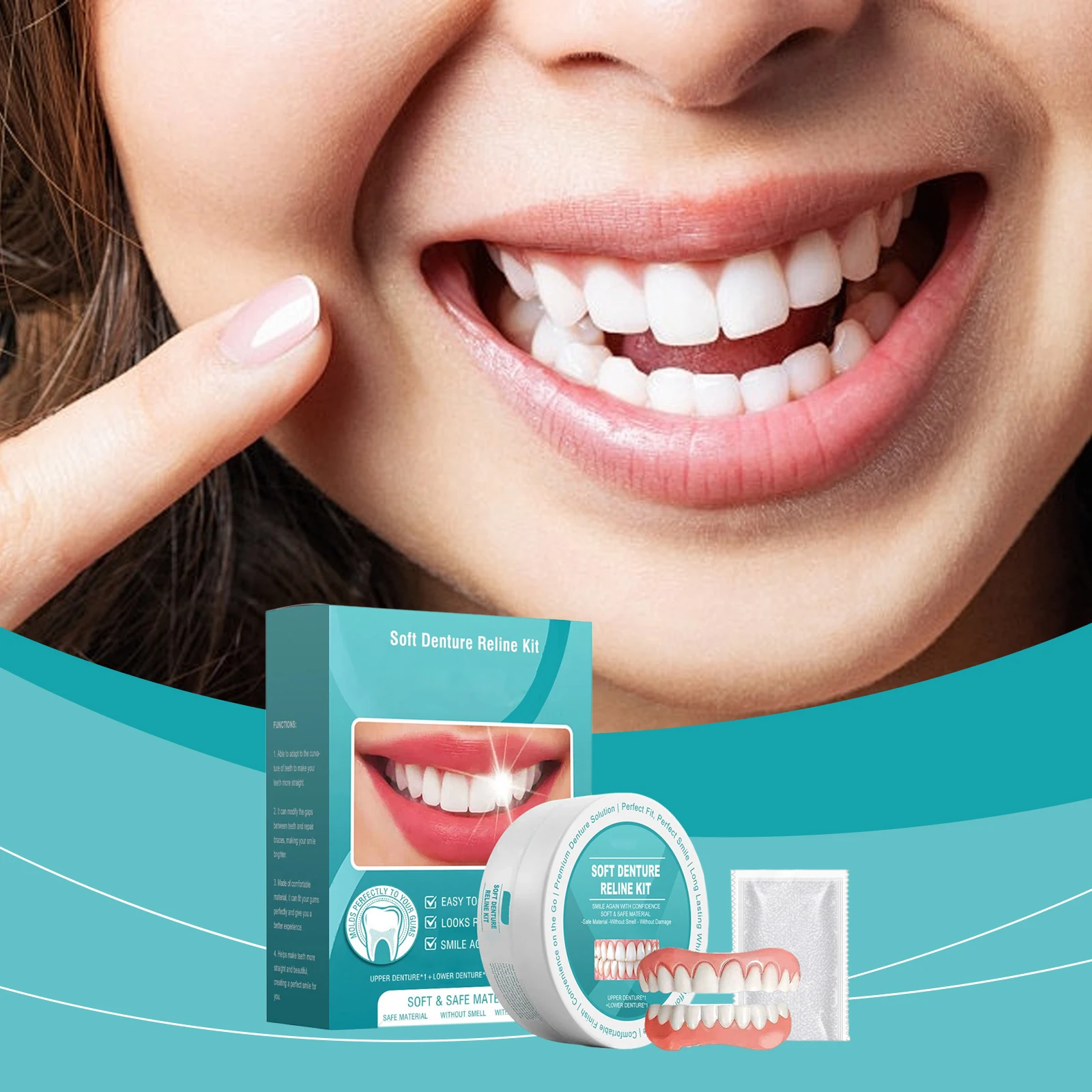 

Набор для эстетики зубов: косметические накладки для скрытия зазоров, обеспечивающие аккуратность, комфорт и красоту. Комплект аксессуаров для ухода за зубами.