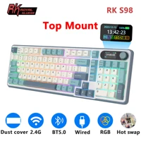 ‌Teclado Mecánico RK ROYAL KLUDGE S98 Español Gaming 98 Teclas RGB Backlit - Top Mount, Pantalla TFT, Inalámbrico BT5.0/2.4G/USB