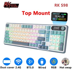 RK ROYAL KLUDGE S98 Mechanical Keyboard Top Mount TFT Screen 98 Keys RGB BT5.0/2.4G/USB-C Wireless Gamer Keyboard Hot Swappable