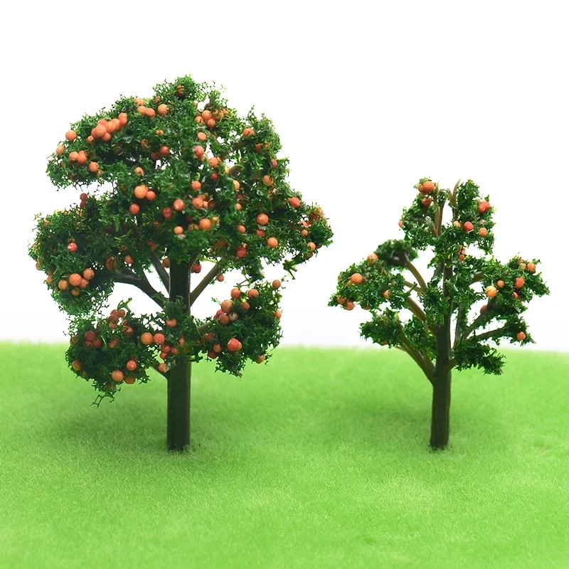 5 peças 5cm/7cm árvore de fruto em miniatura modelo de plástico maçã e árvore laranja para arquitetura diorama diy artesanato trem layout cenário